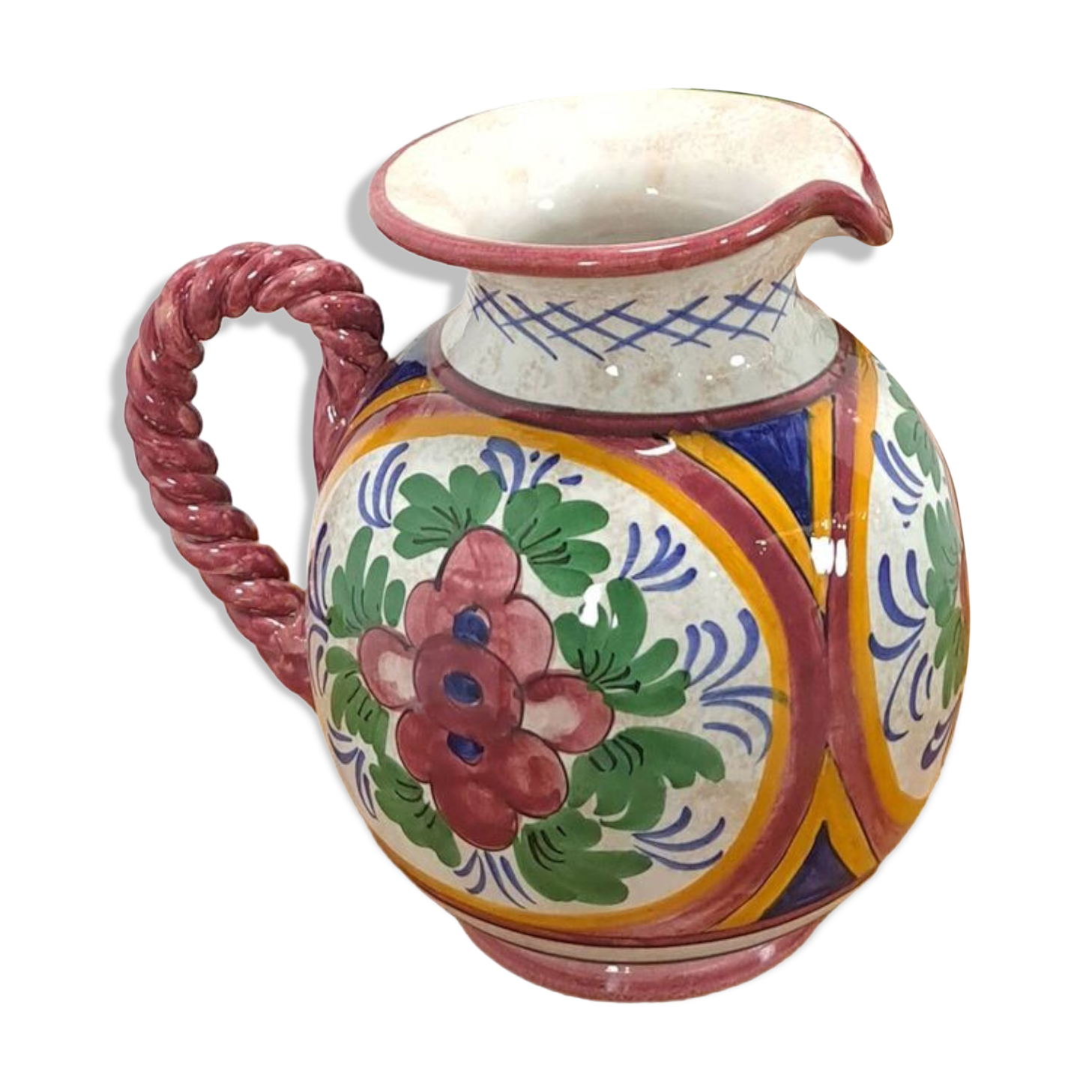 Porseleinen vintage roze kan met bloemen