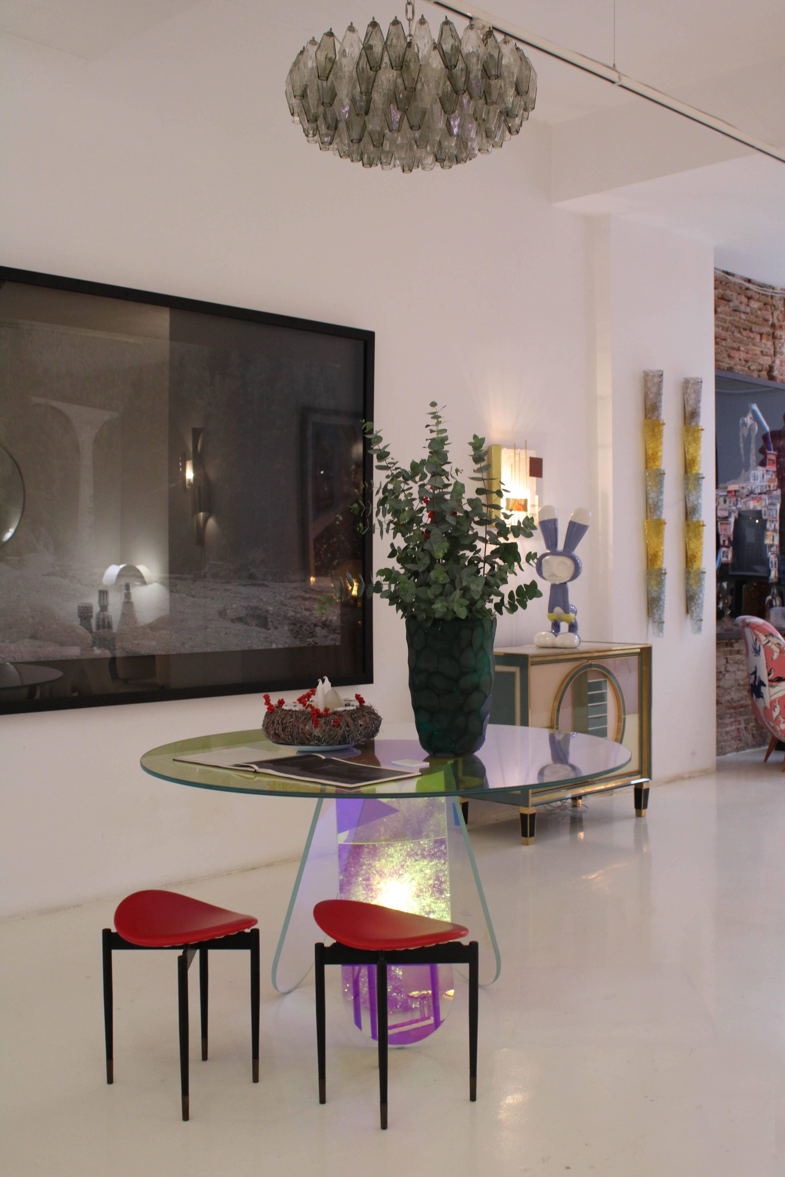 Shimmer Circular Table Made of Art Glass and Desgined by Patricia Urquiola