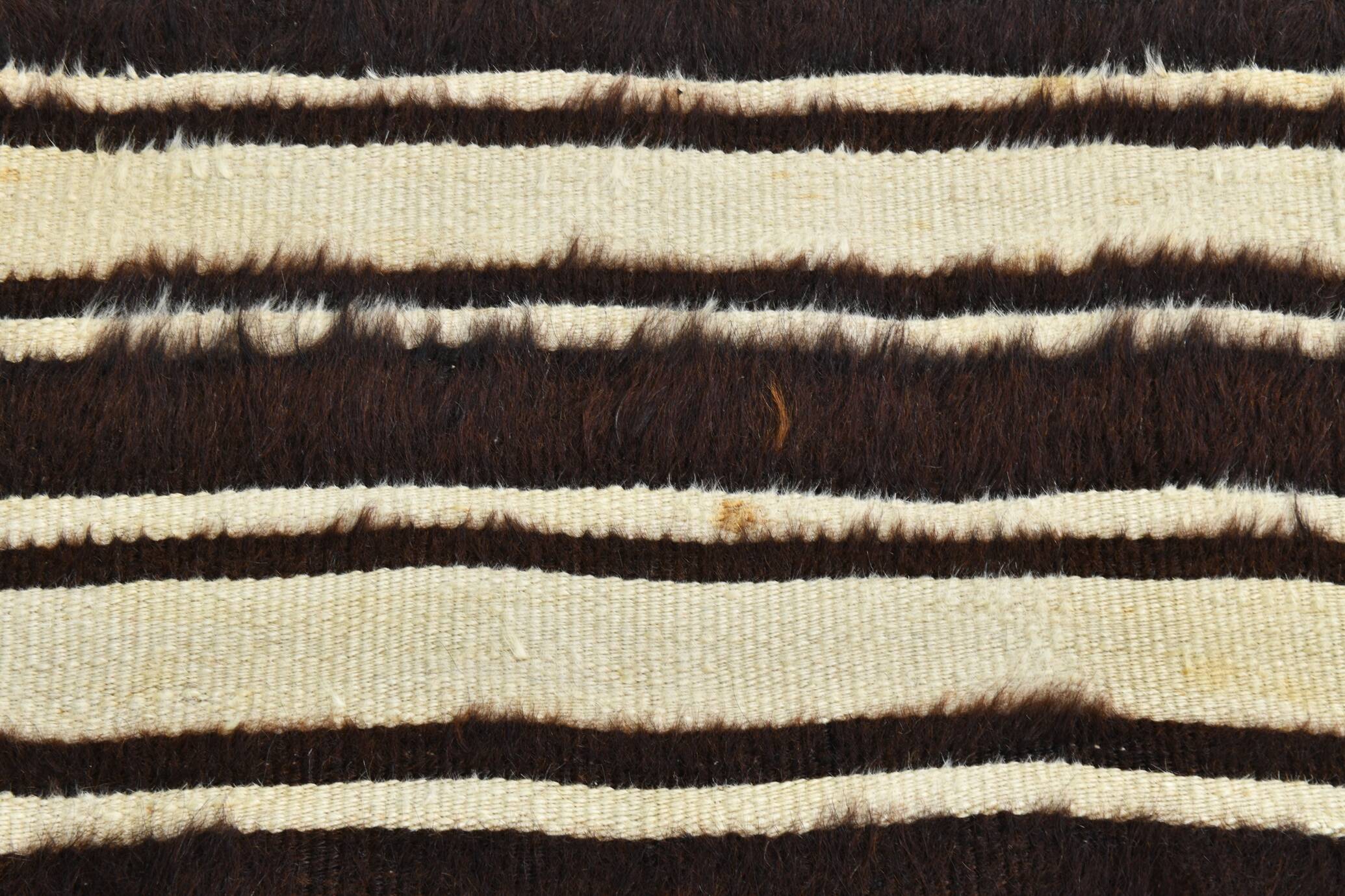 4x6 Black & Beige Handmade Wool Kilim Rug, 127x176 Cm