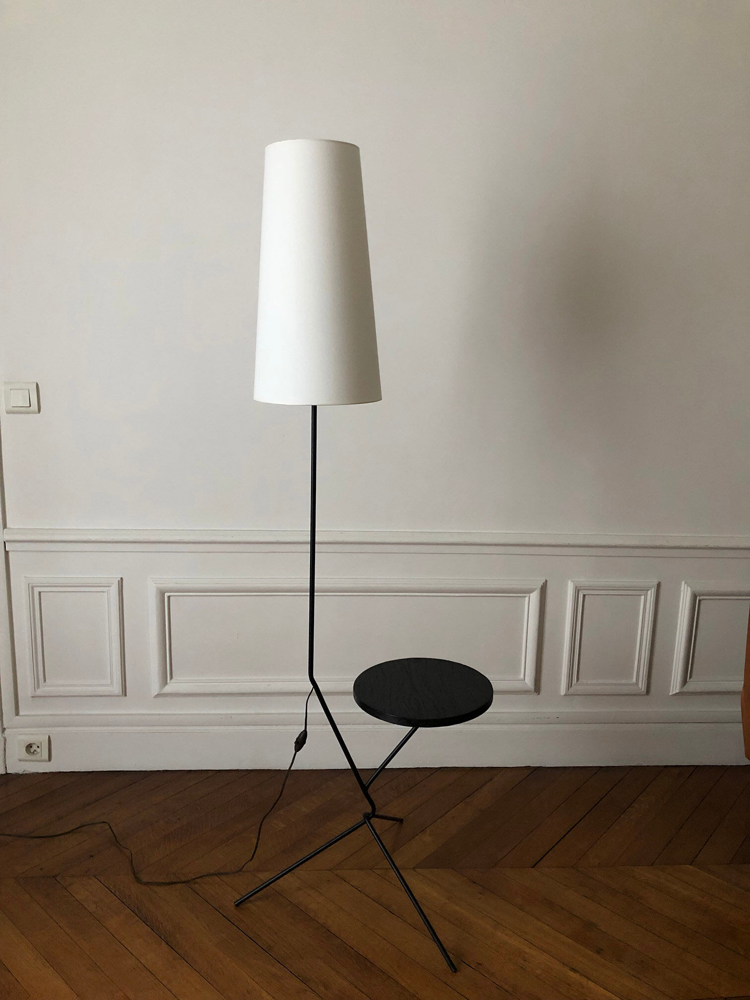 Tripod floor lamp with side table 1960