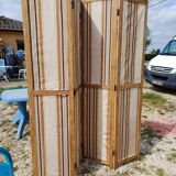 Paravent 4 Vantaux Bois et Tissus Vintage