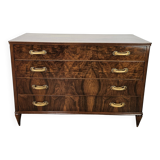 Art Decò chest of drawers in walnut burl with four drawers