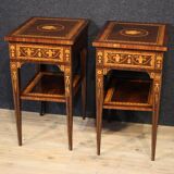 Pair of Louis XVI style inlaid bedside tables from the 20th century