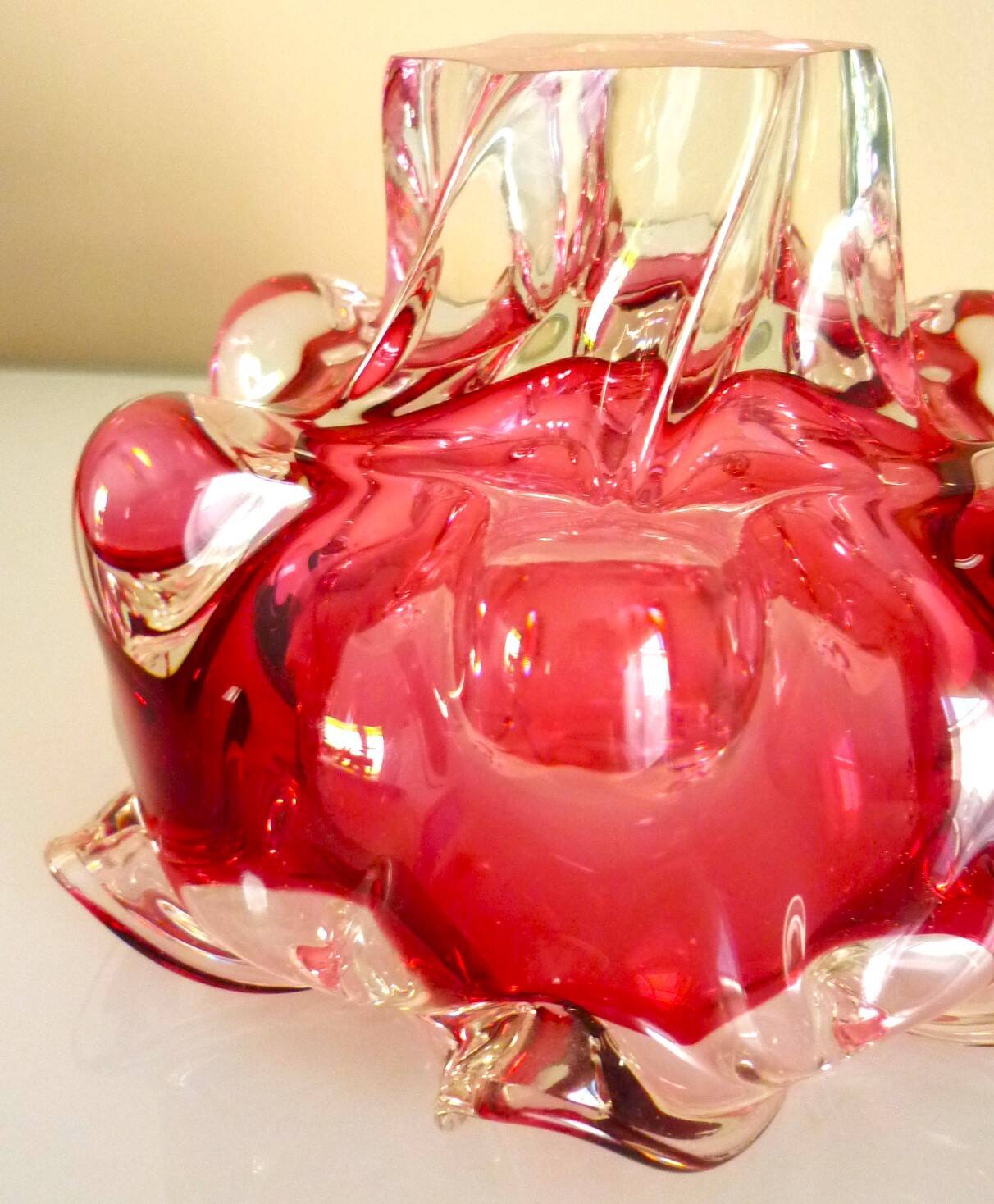 Vase, sculpture en cristal de bohème, années 60