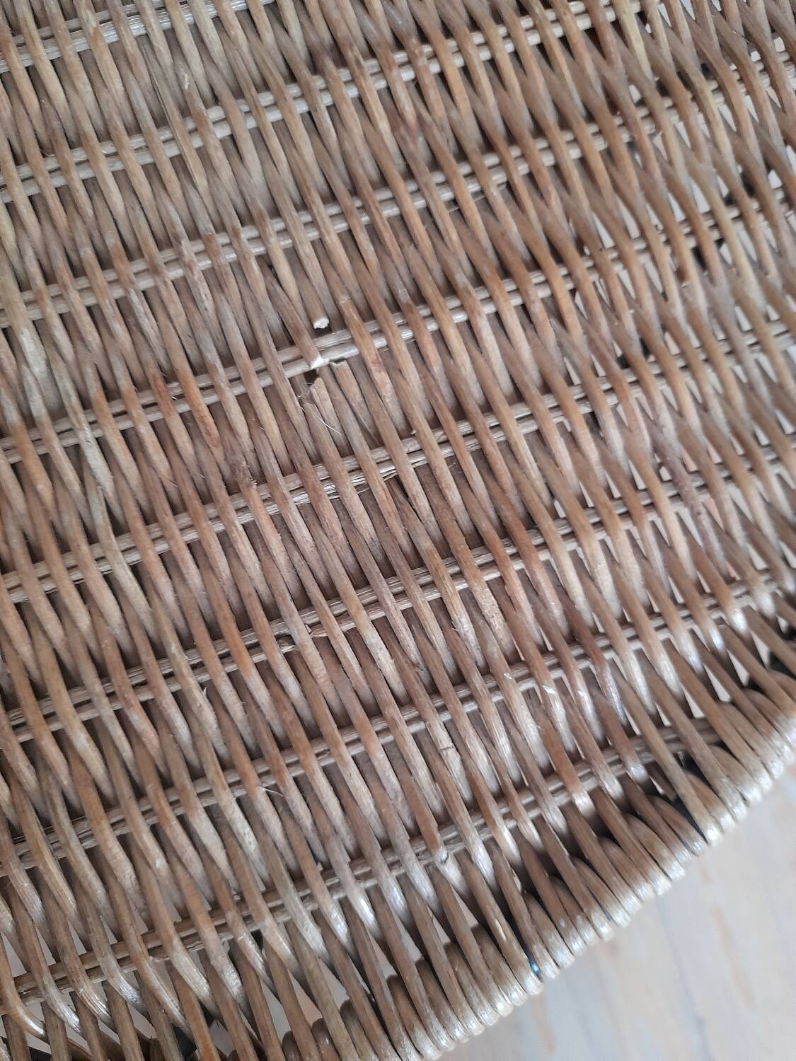 Rattan and wrought iron coffee table