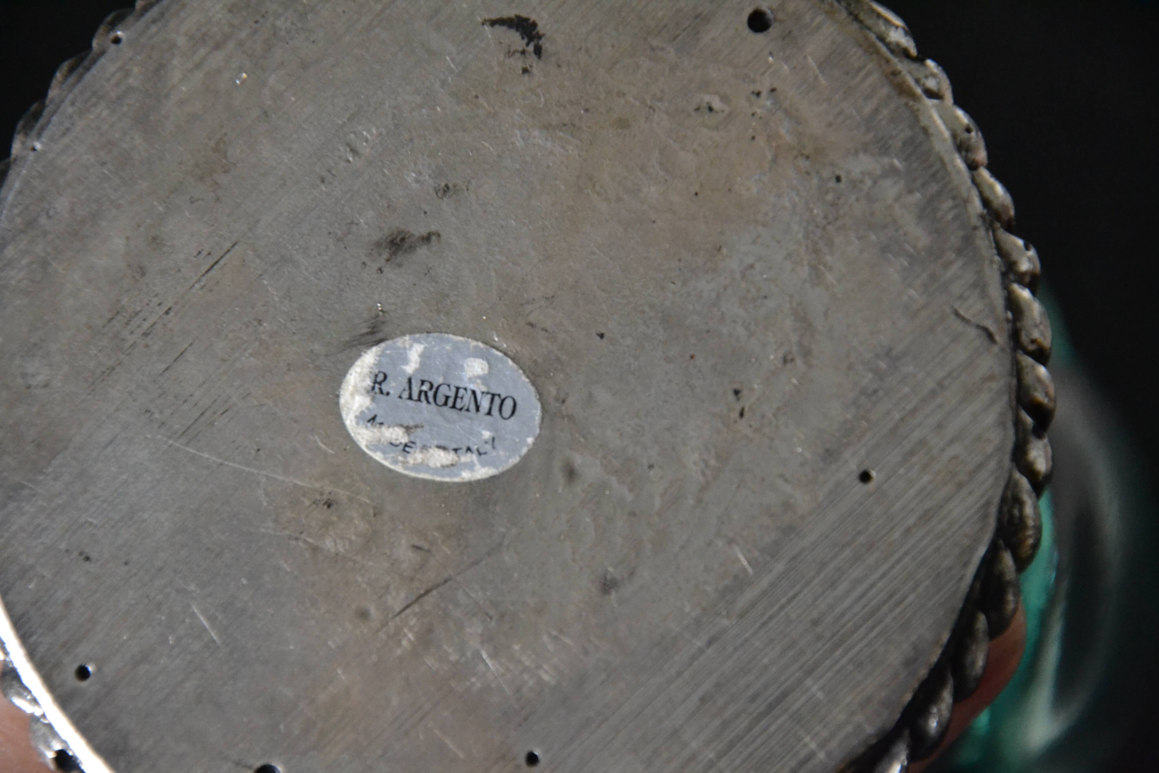 Antique glass and silver-plated metal bowl/candle holder