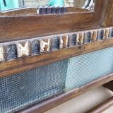 Art Deco Burmese Teak Barber Shelf Mirror