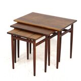 Set of 3 rosewood trundle tables, Sweden, 1960
