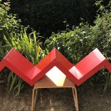 Shelf staircase Zig-Zag graphic design red serie LACK Ikea vintage 1980