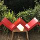 Shelf staircase Zig-Zag graphic design red serie LACK Ikea vintage 1980