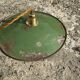 Vintage suspension green enamelled sheet white