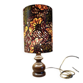 rustic chic turned wooden lamp, ethnic African wax lampshade