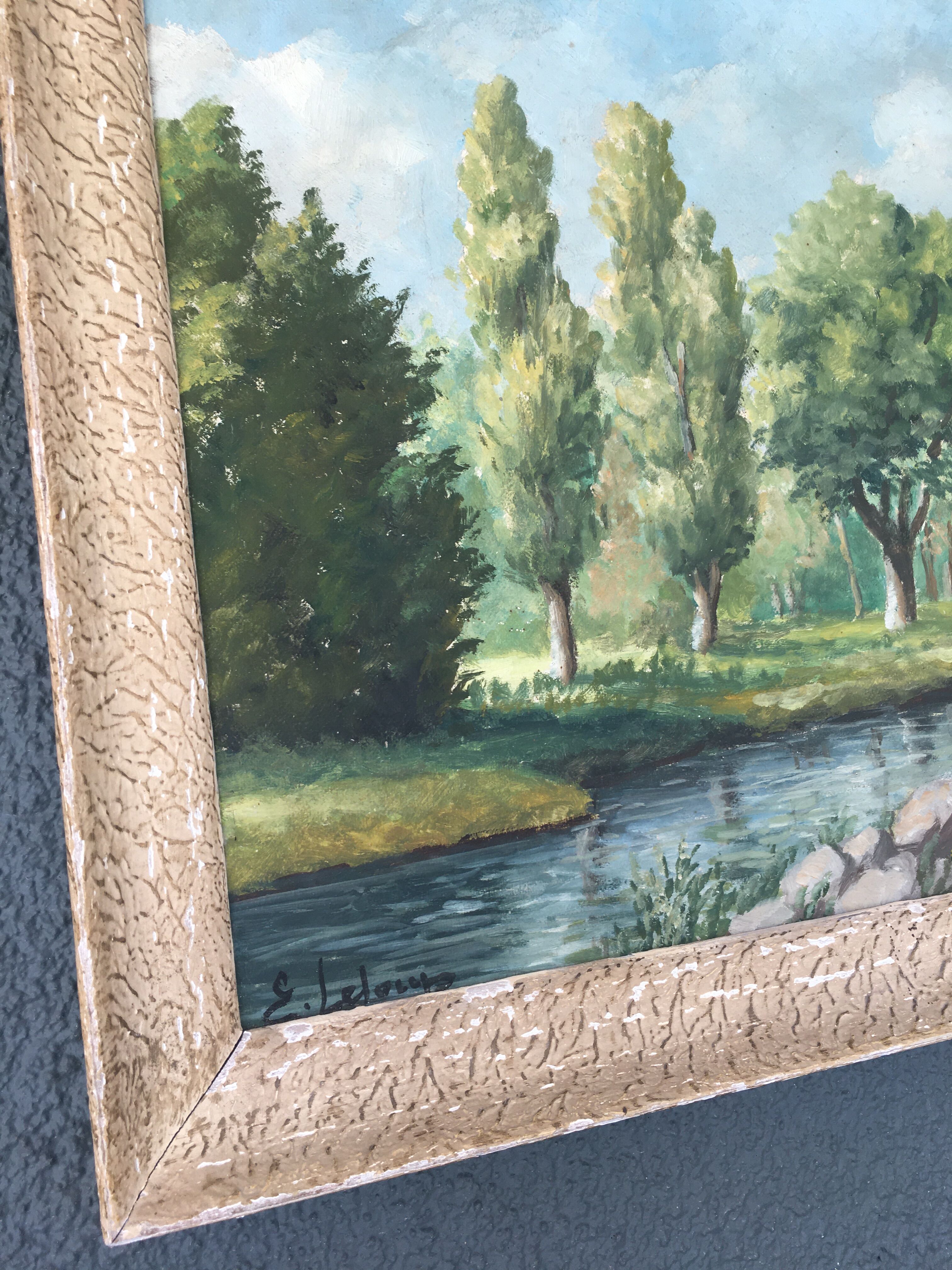 Landscape painting at the river