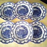 6 Assiettes à dessert en porcelaine Anglaise Staffordshire