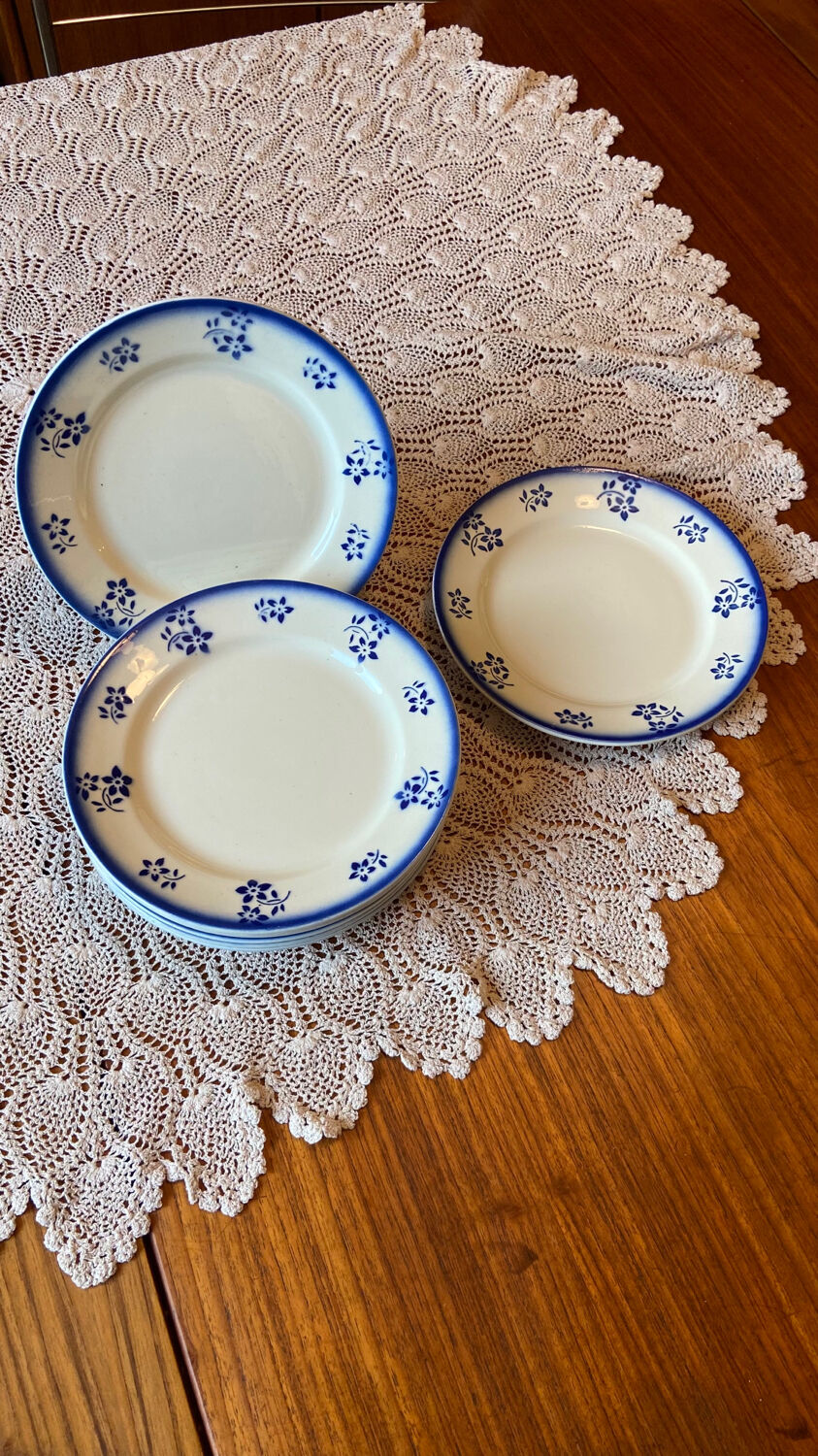 Lot of 9 dessert/starter plates Badonviller model Denise blue 1900-1905