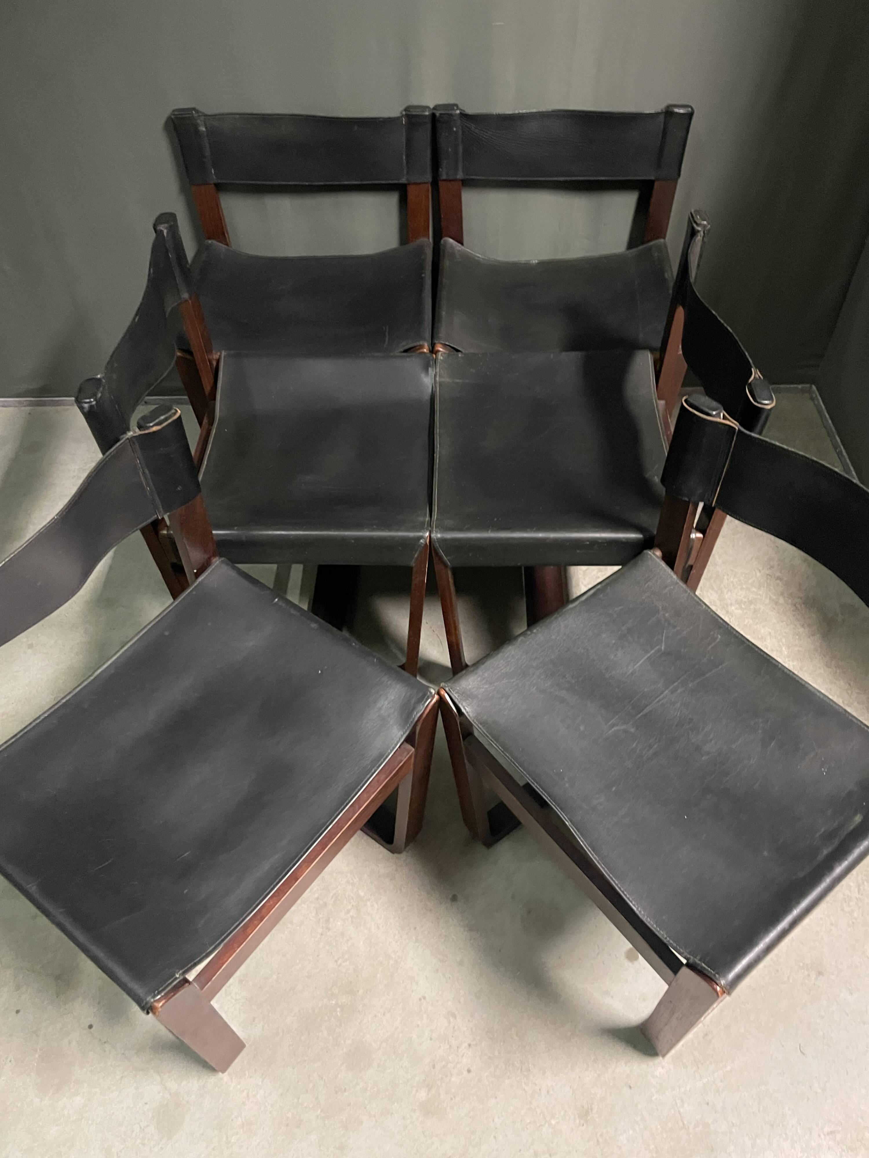 Ensemble de 6 chaises Gunther Hoffstead en cuir et palissandre pour Uniflex