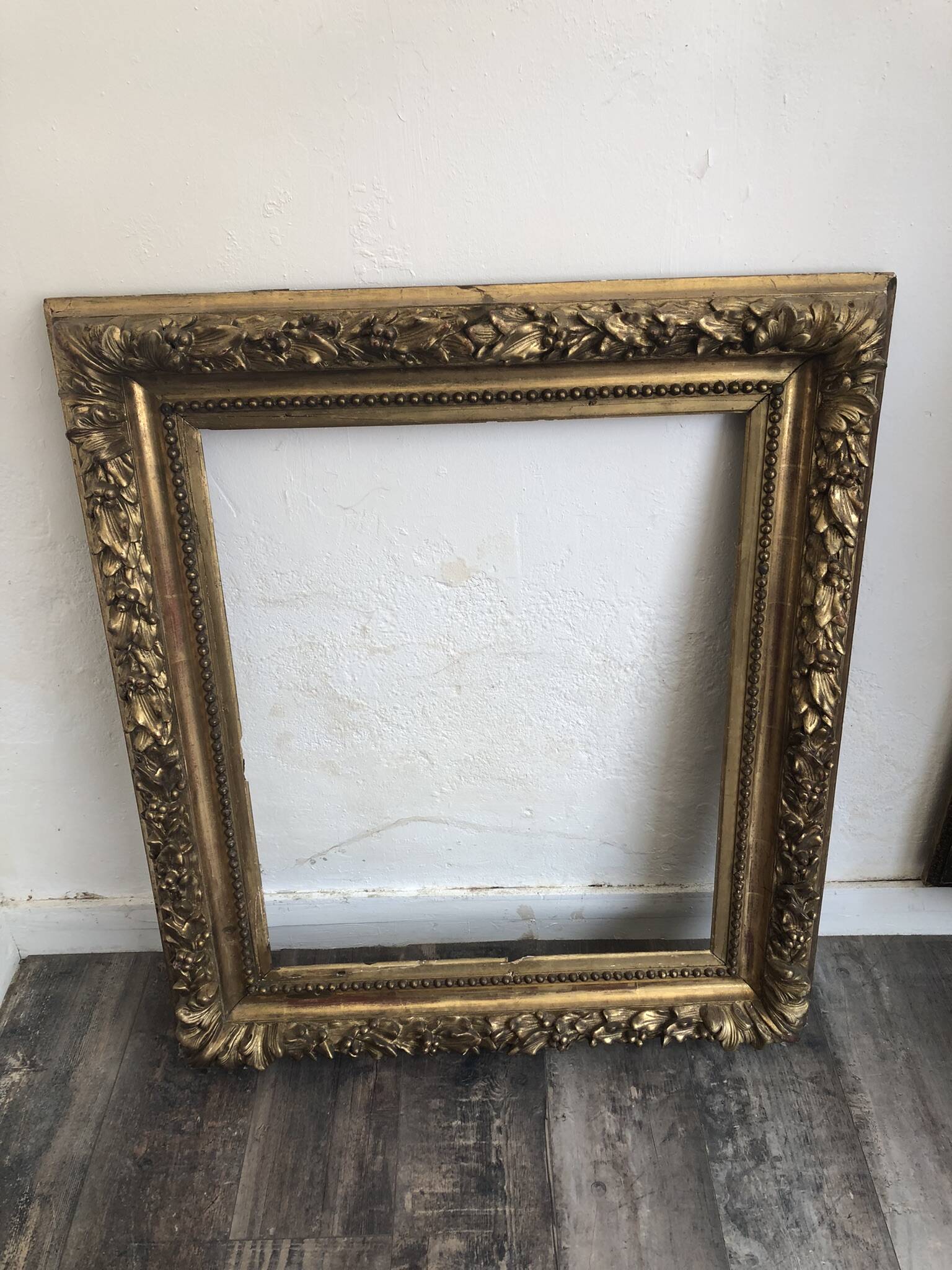 Large frame XIX gilded leaf height 100cm width 86cm