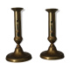 Pair of brass pusher candlesticks