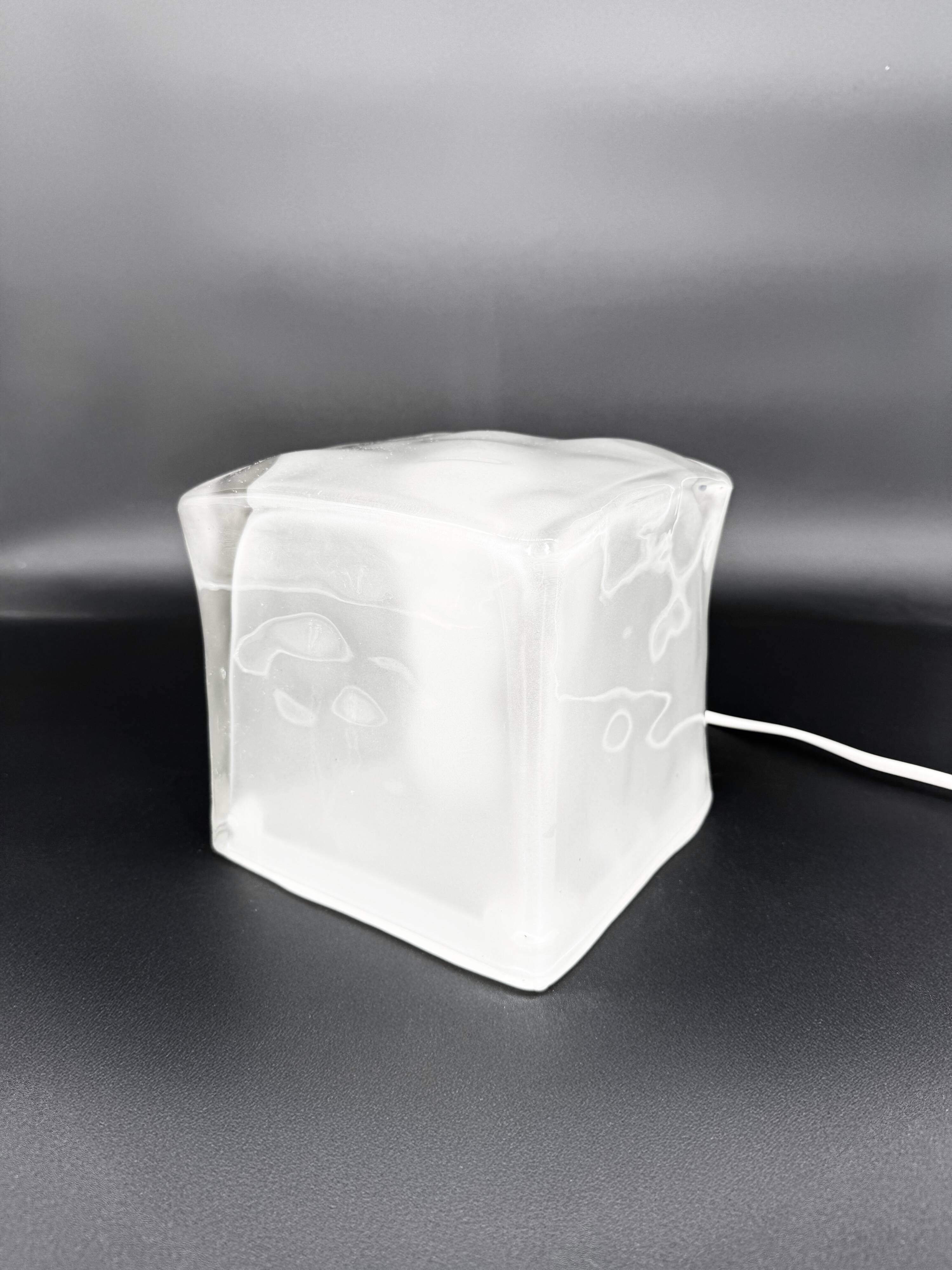 Ice cube lamp in solid glass — IKEA Iviken — 90s design