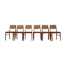 Ensemble de six chaises à manger danoises en teck et cuir beige du milieu du siècle (6)