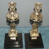 Rare pair of 19th century bronze candlesticks