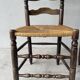 Chaise style campagnard bois massif et paille 1950