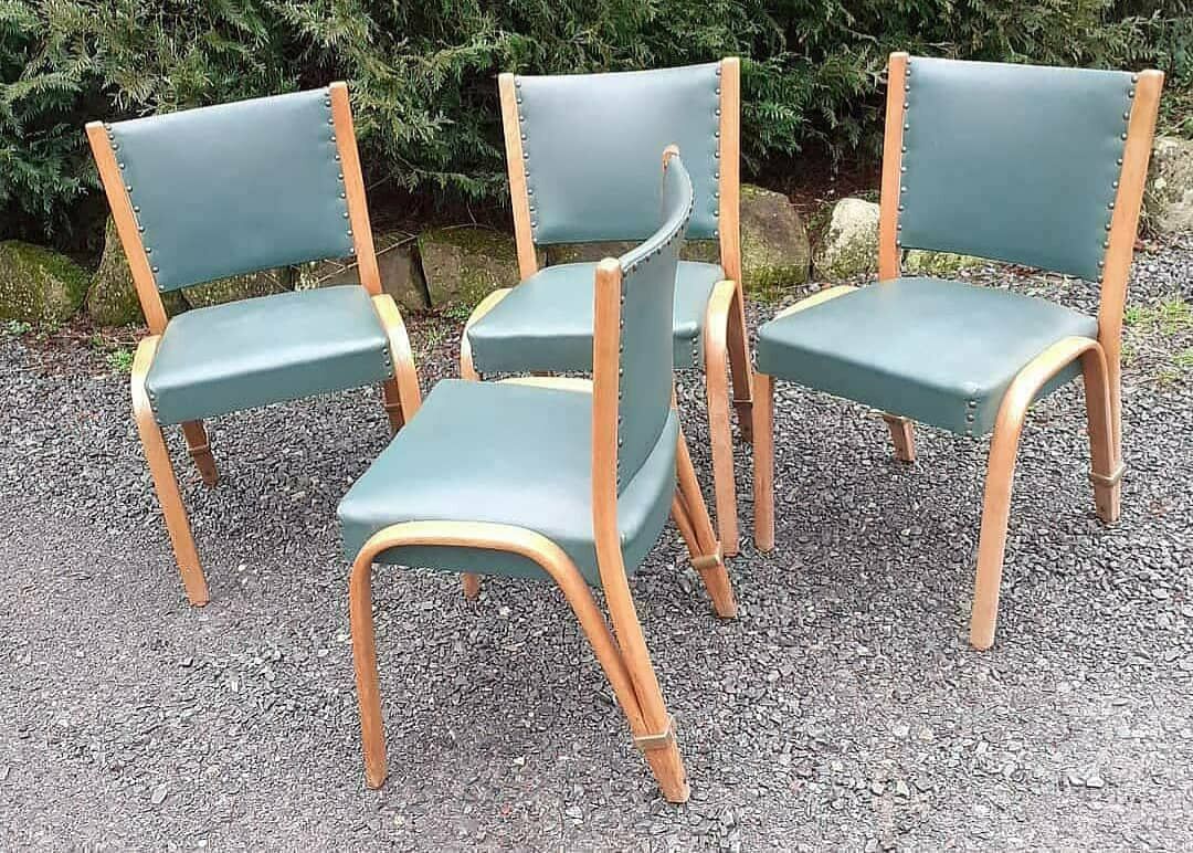 4 chaises bow wood Steiner vintage