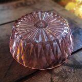 Art Deco pressed glass salad bowl in pink. 1930s–40s