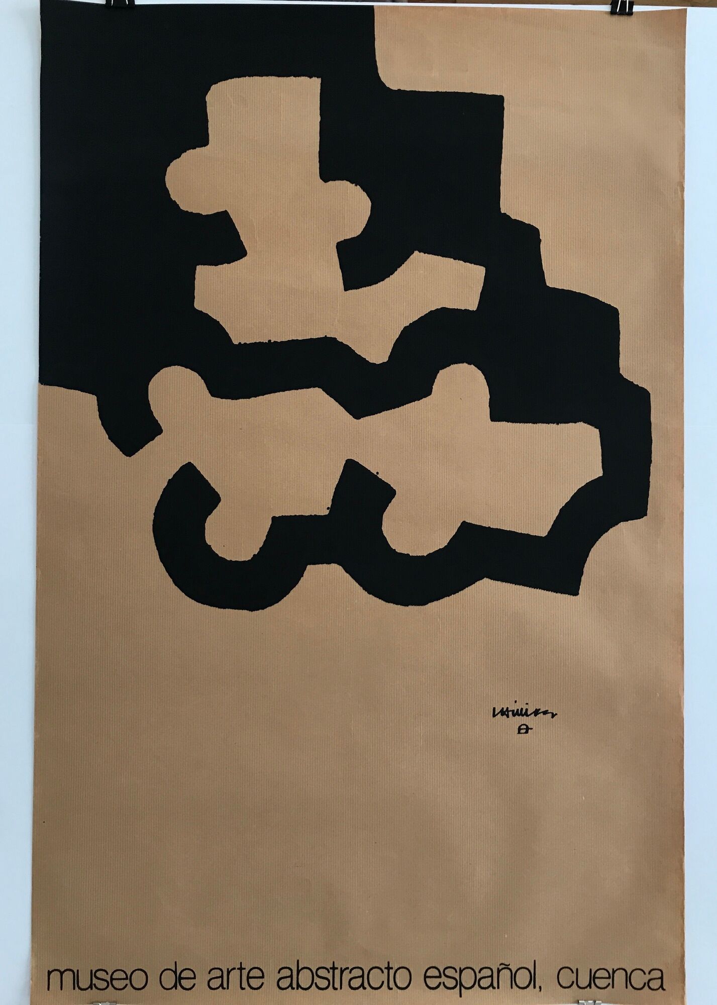 Poster on kraft paper by Eduardo Chillida, Museo de arte abstracto español, cuenca, 1980
