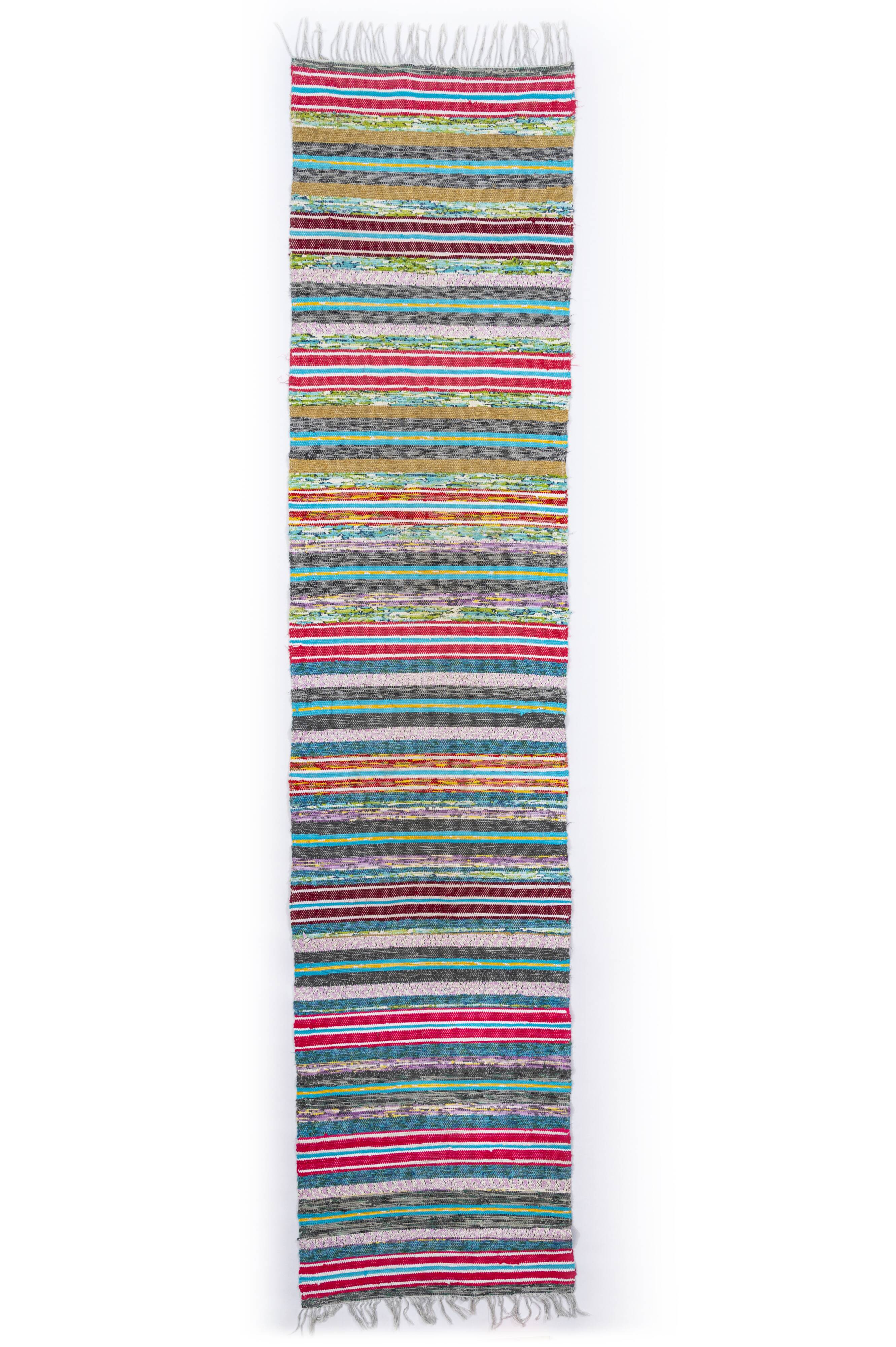 Scandinavian hand woven rag rug - gallery rug. 343/358 x 76 cm
