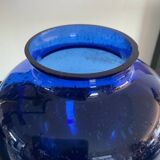 Vintage vase in cobalt blue bubbled glass paste