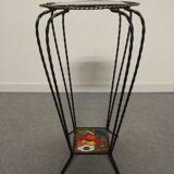 Vallauris wrought iron and ceramic side table