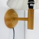 Vintage pine wall lamp and wool lampshade, 1960s