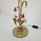 Lampadaire italien avec tiges en métal, détails de feuilles et fleurs en verre de Murano