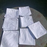 7 white damask cotton napkins, Christian Lacroix, vintage
