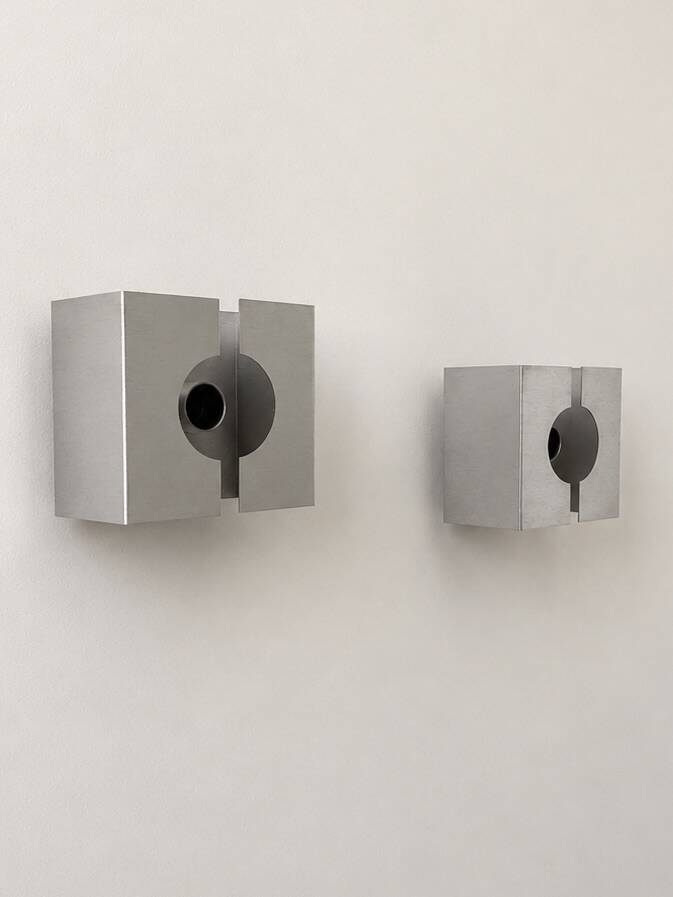 Pair of vintage wall sconces, brushed metal, France, 1970.