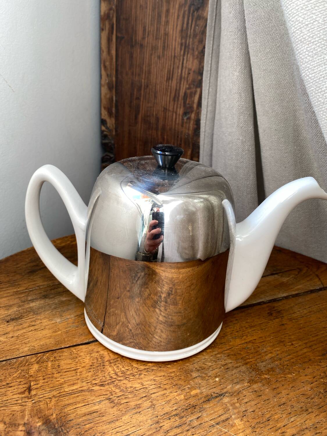 Salam Tea teapot, porcelain and stainless steel