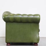 Canapé chesterfield 2,5 places en cuir de vache vert