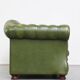 Stylish, English green cow leather spacious 2.5 seater chesterfield sofa