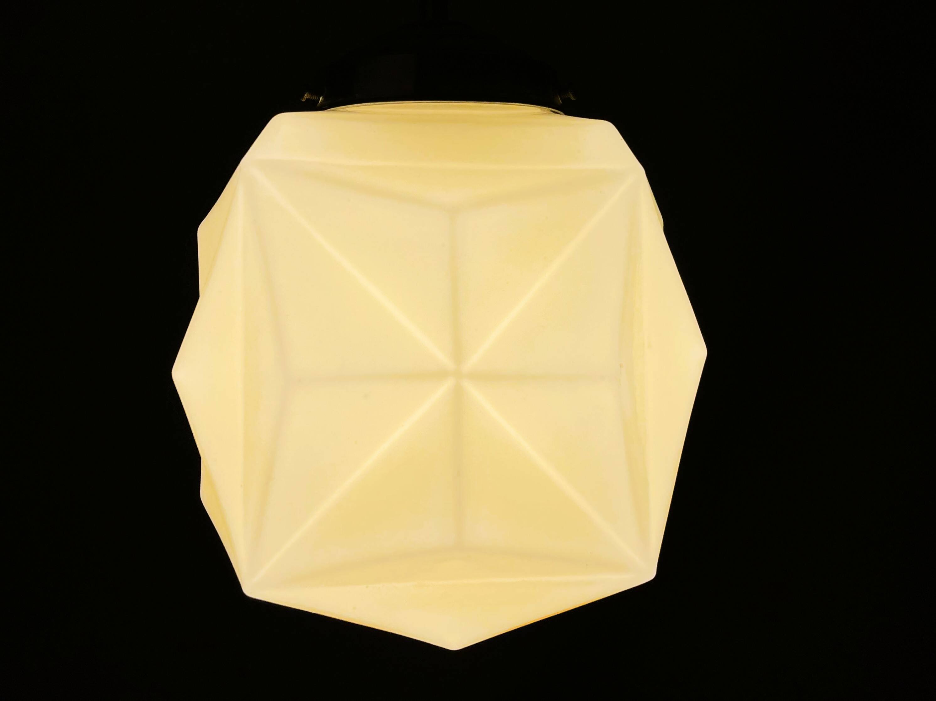 Art Deco  cream opaline glass pendant lamp