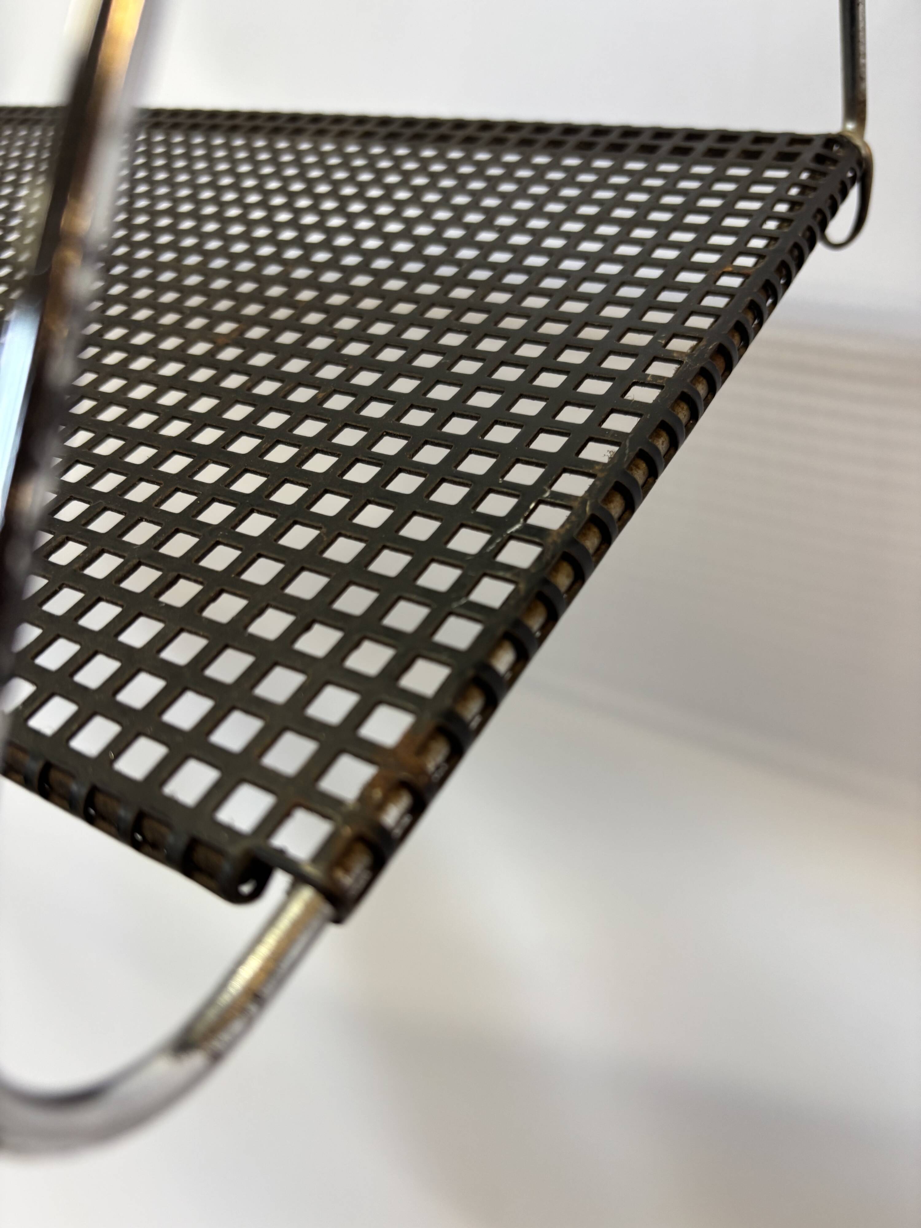 Vintage Wall rack Pilastro by Tjerk Reijenga black perforated 1960