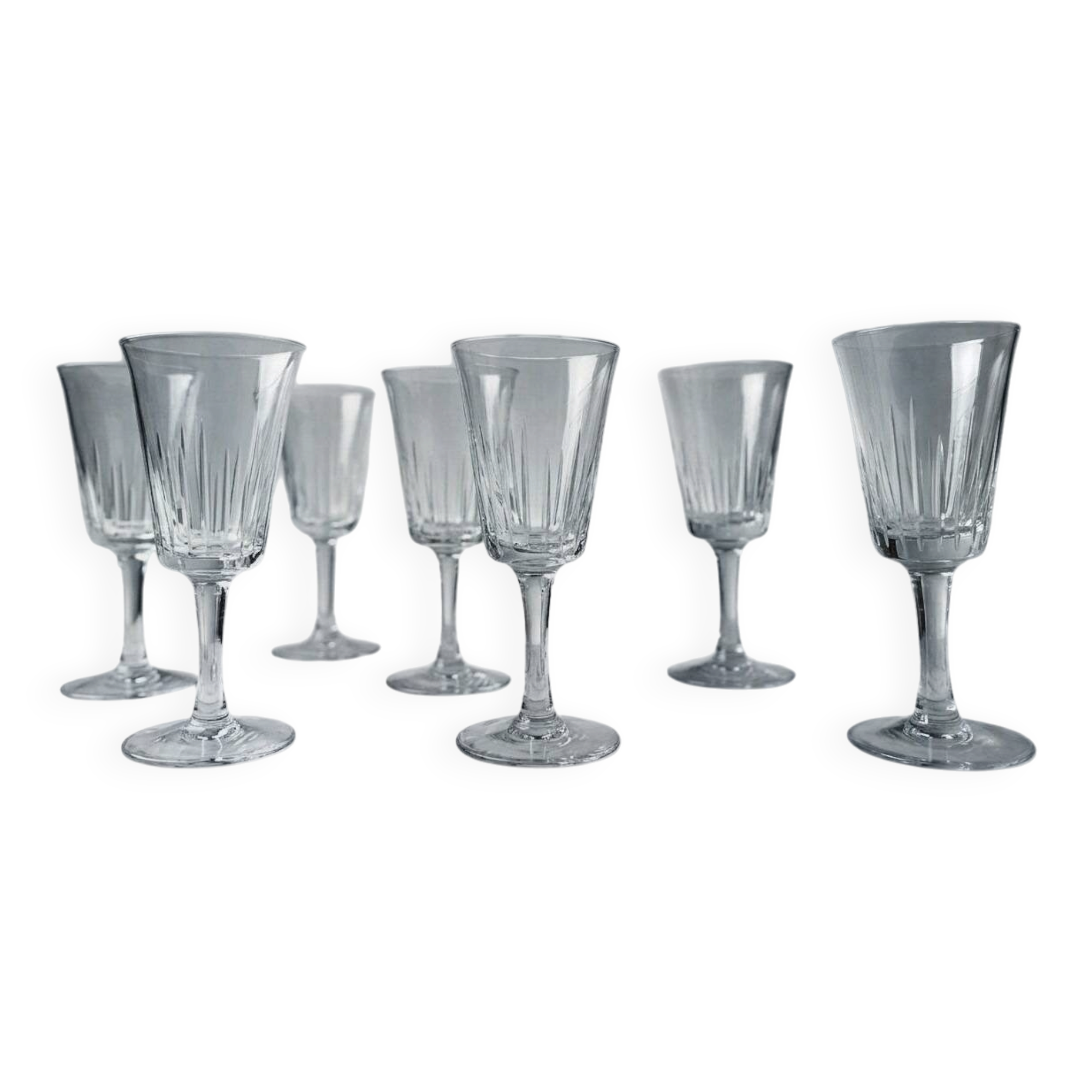 6 vintage cut glass goblets