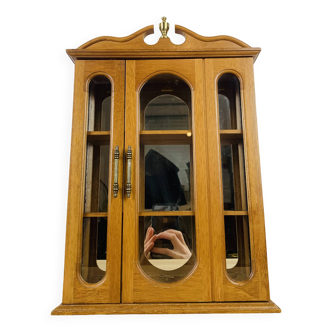 Miniature wooden and glass display shelf, vintage