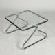 Vintage chrome glass coffee table 70s Space Age Bauhaus