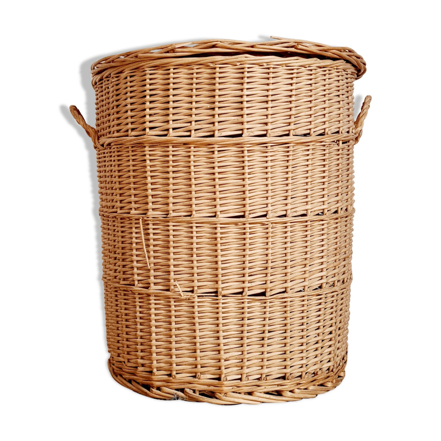 Old rattan laundry basket