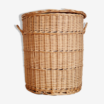 Old rattan laundry basket
