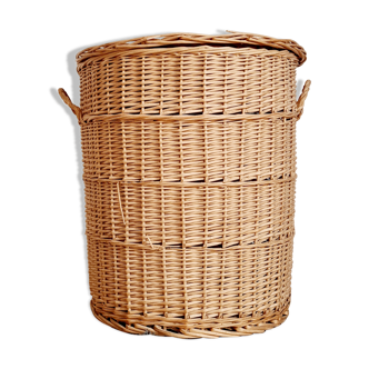 Old rattan laundry basket
