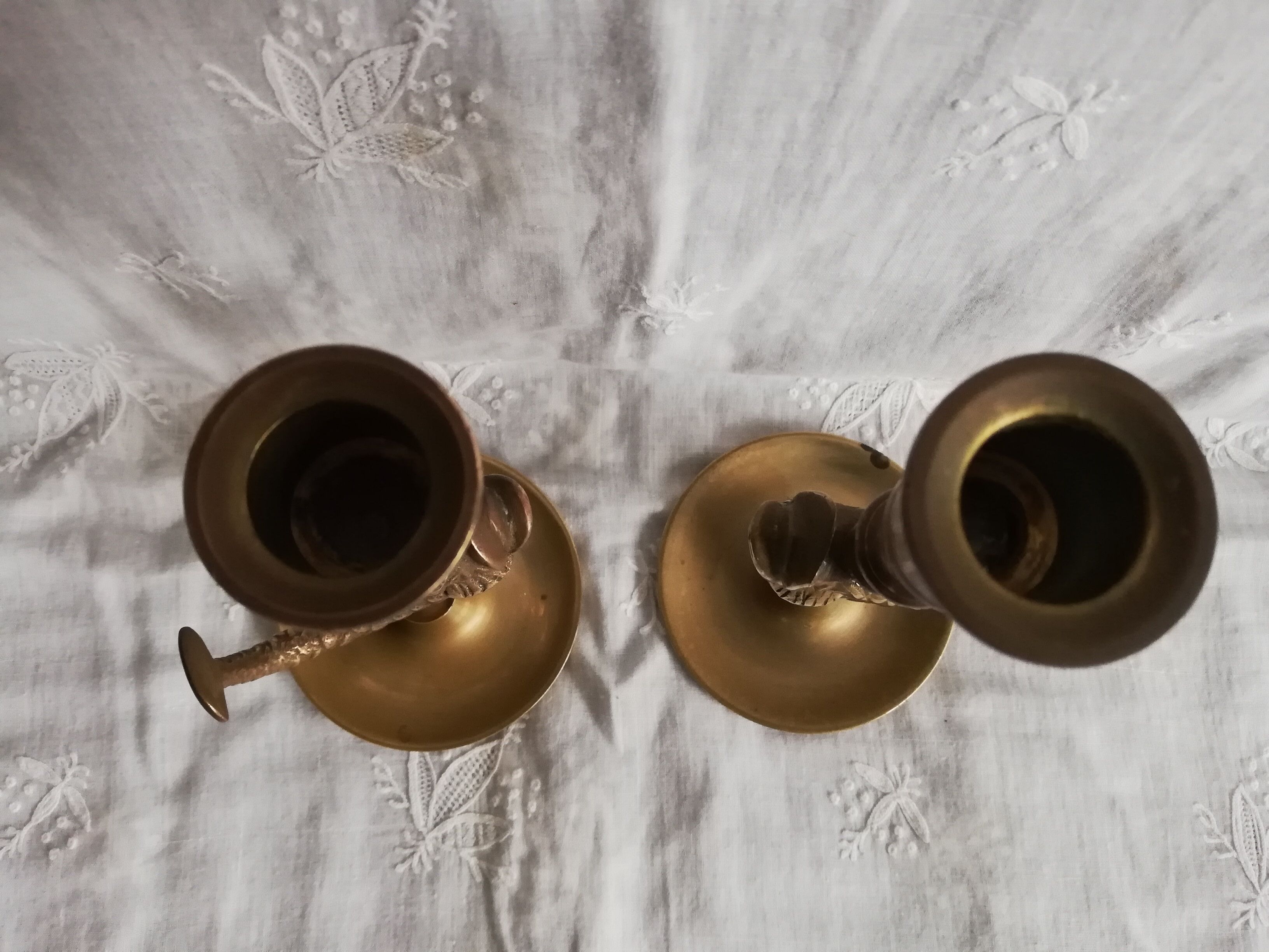 Duo brass fish candlesticks