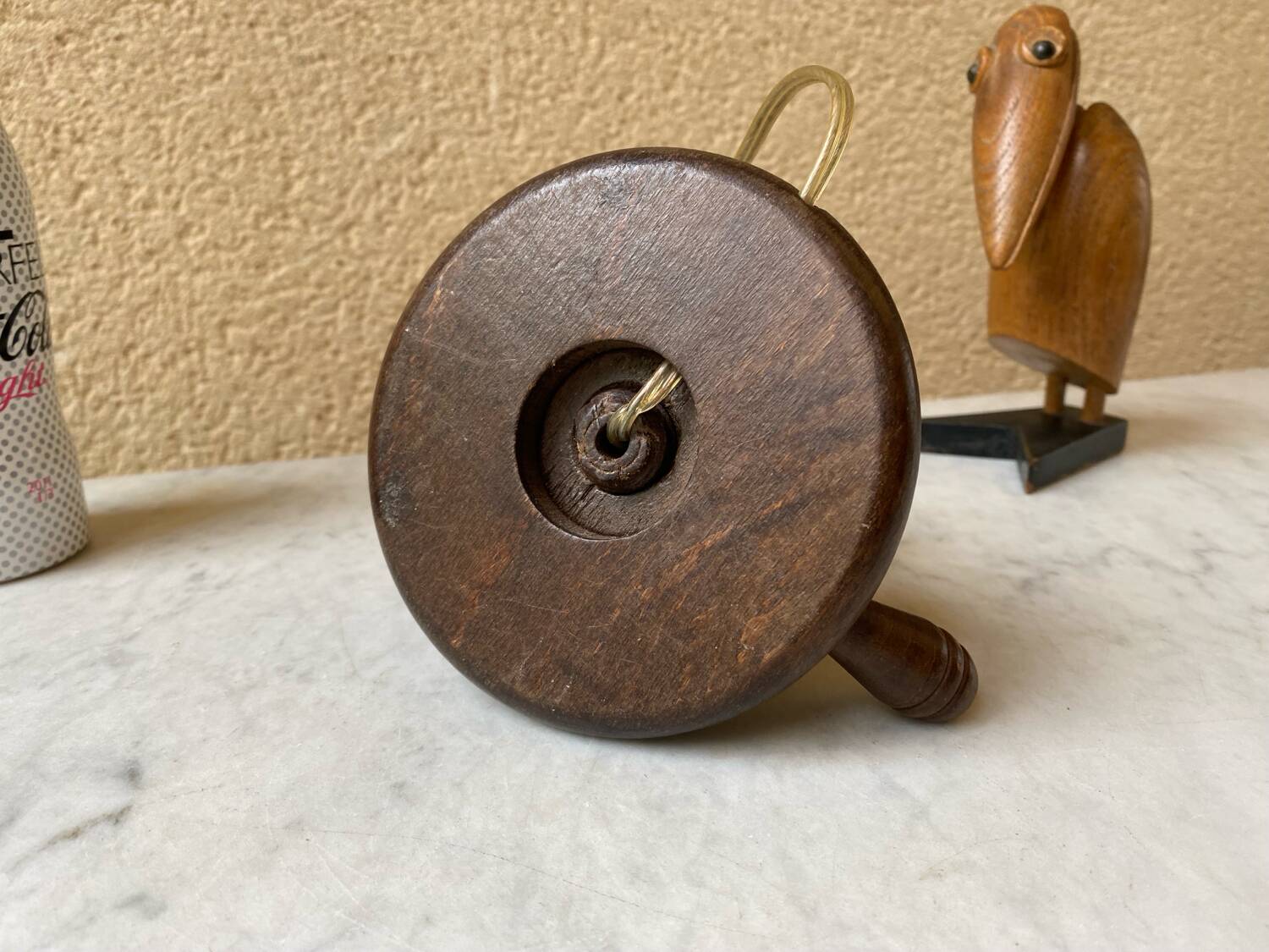 Turned wood lamp base, French craftsmanship, vintage art deco, minimalist, 40s/50s