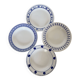 4 mismatched vintage blue and white earthenware soup plates - Set
